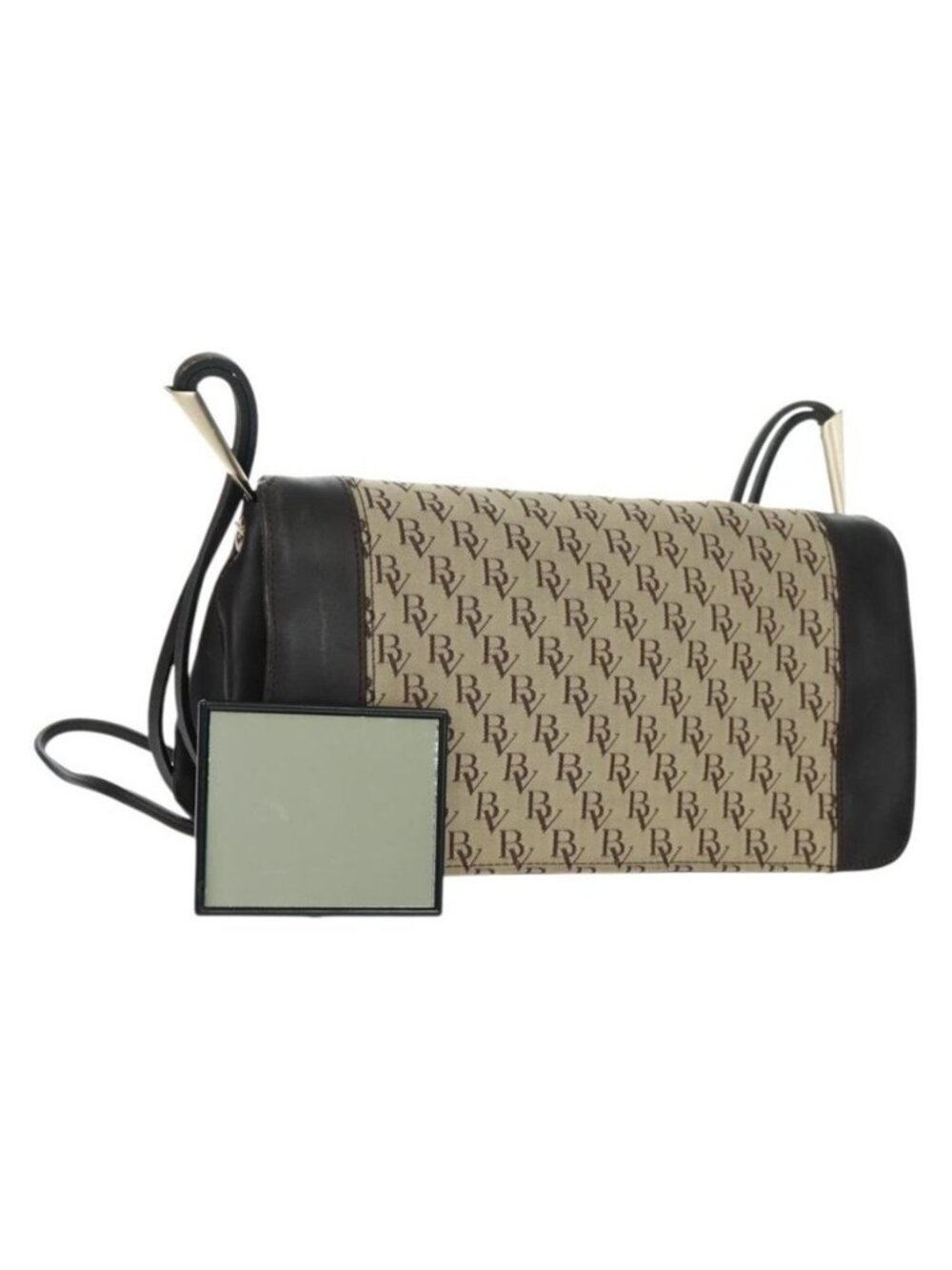 Authentic BOTTEGA VENETA Shoulder Bag Canvas Beige Gold